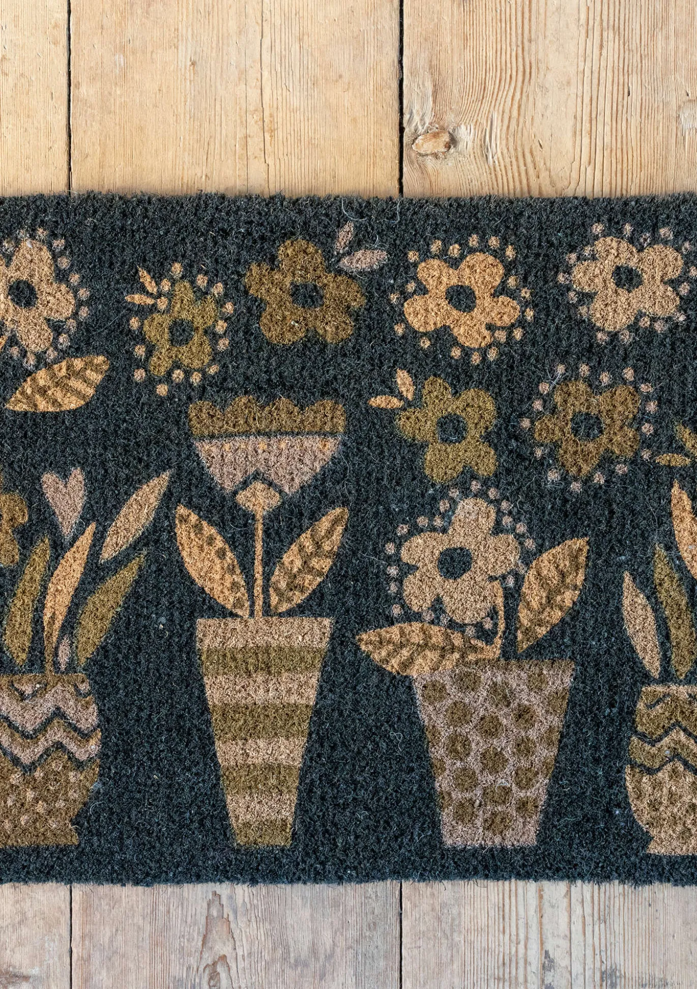 Fußmatte „Flower pots“ aus Kokosfaser