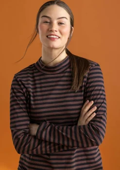 Gestreiftes Stehkragenshirt aus Bio-Baumwolle