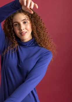 Jersey-Rollkragenshirt aus Lyocell/Elasthan