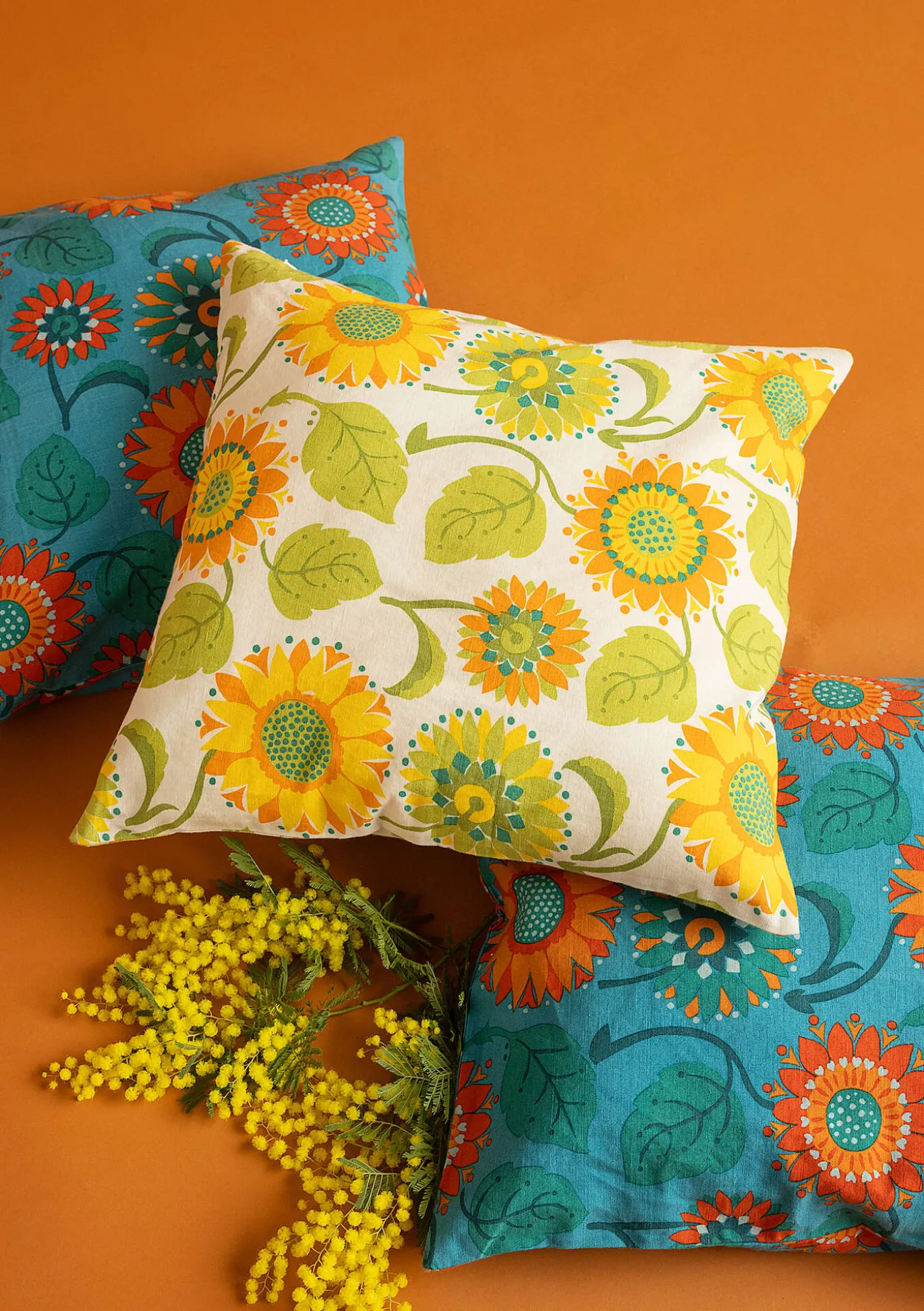 Kissenhülle „Sunflower“ aus Bio-Baumwolle/Leinen