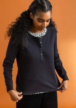 Knopfleistenshirt aus Bio-Baumwollripp