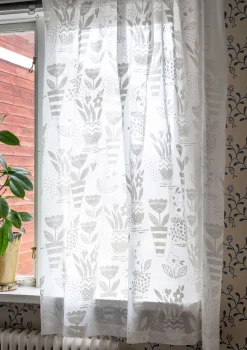 Kurze Gardine „Flower pots“ aus Bio-Baumwolle