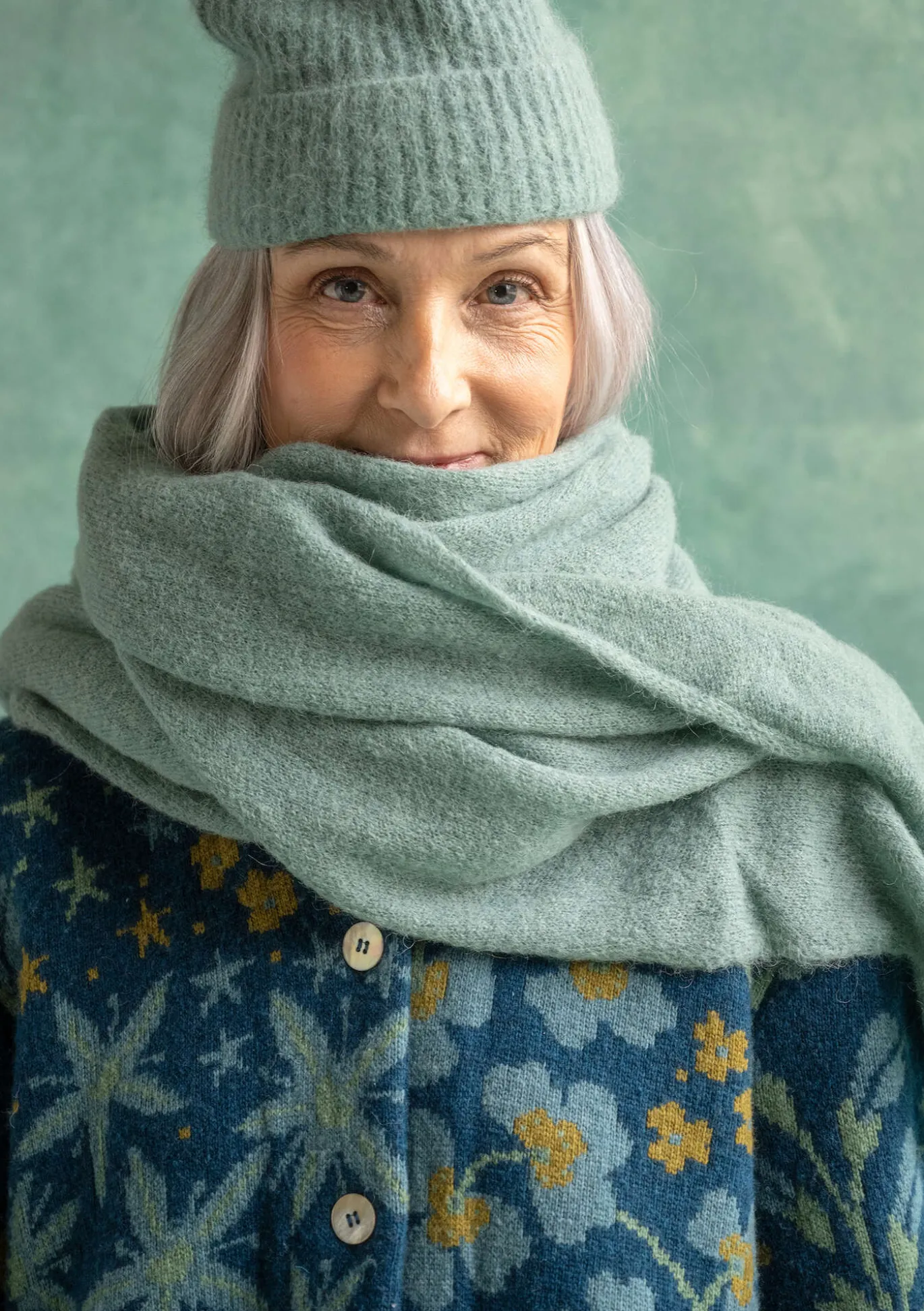 Strickschal aus Alpakagemisch