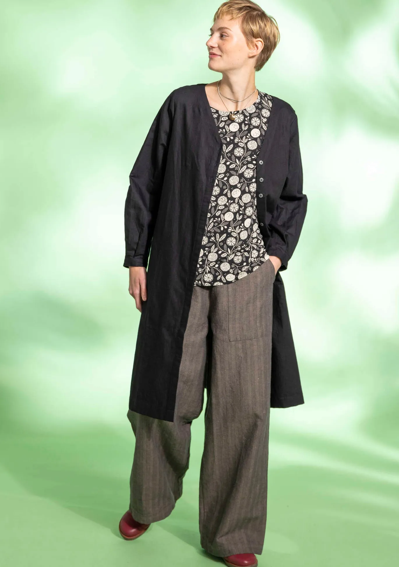 Webkleid aus Bio-Baumwolle/Leinen