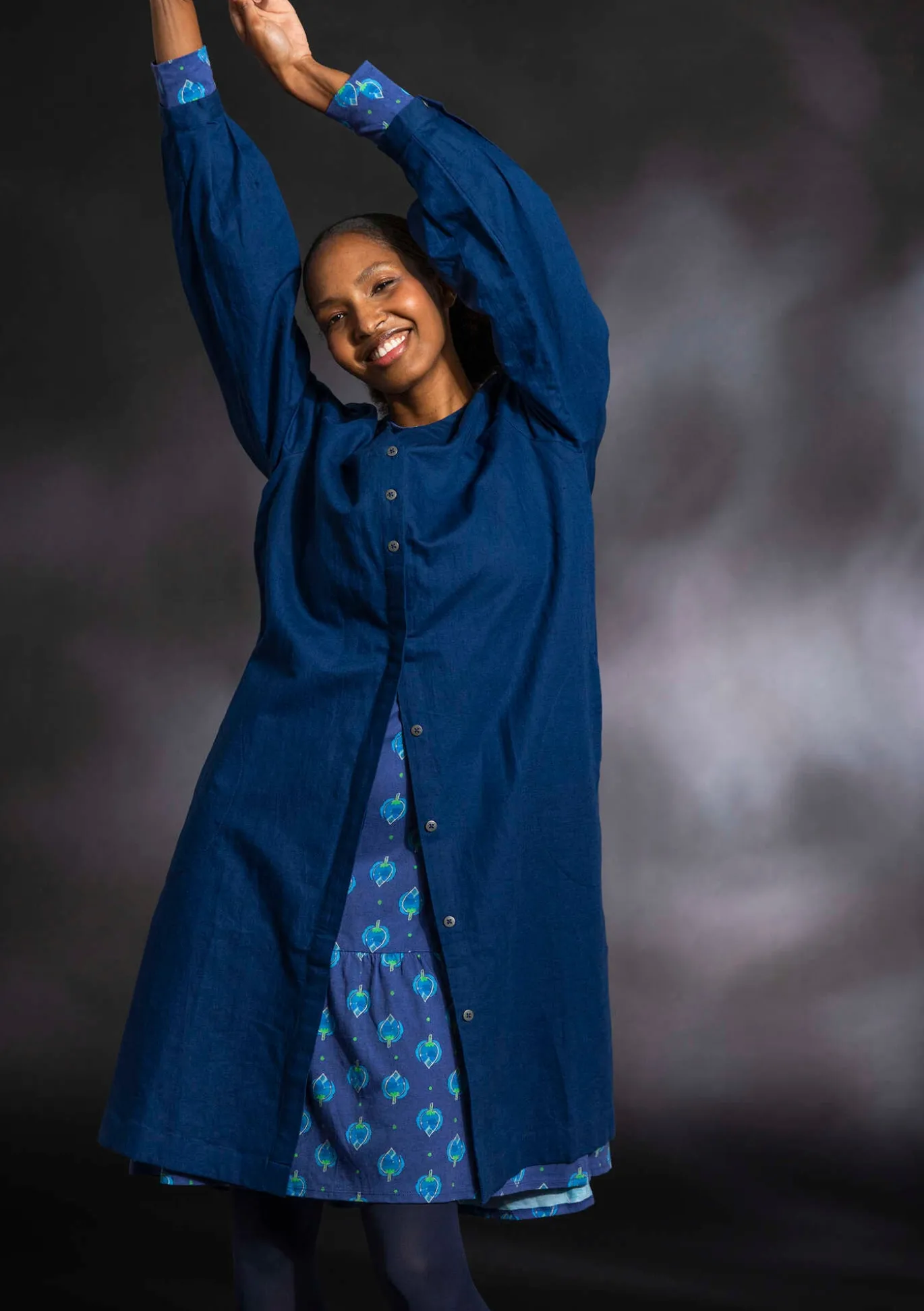 Webkleid aus Bio-Baumwolle/Leinen